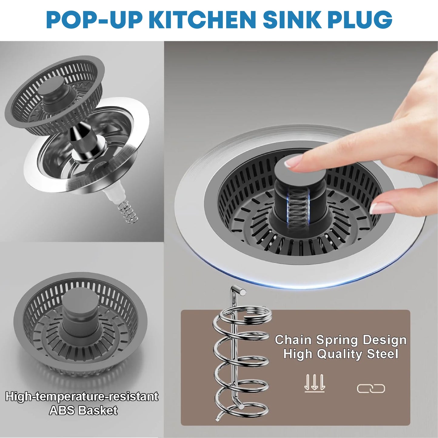 HomeCleanGoods™ SinkMate 3-in-1 Drain Stopper Filter Combo