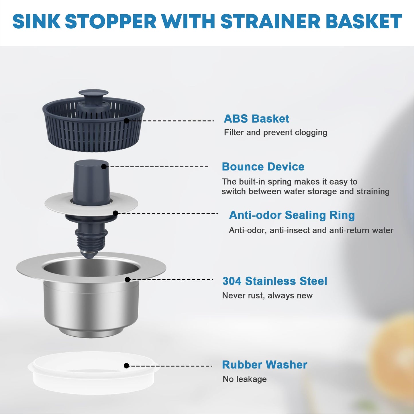 HomeCleanGoods™ SinkMate 3-in-1 Drain Stopper Filter Combo
