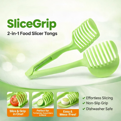 HomeCleanGoods™ SliceGrip 2-in-1 Food Slicer Tong