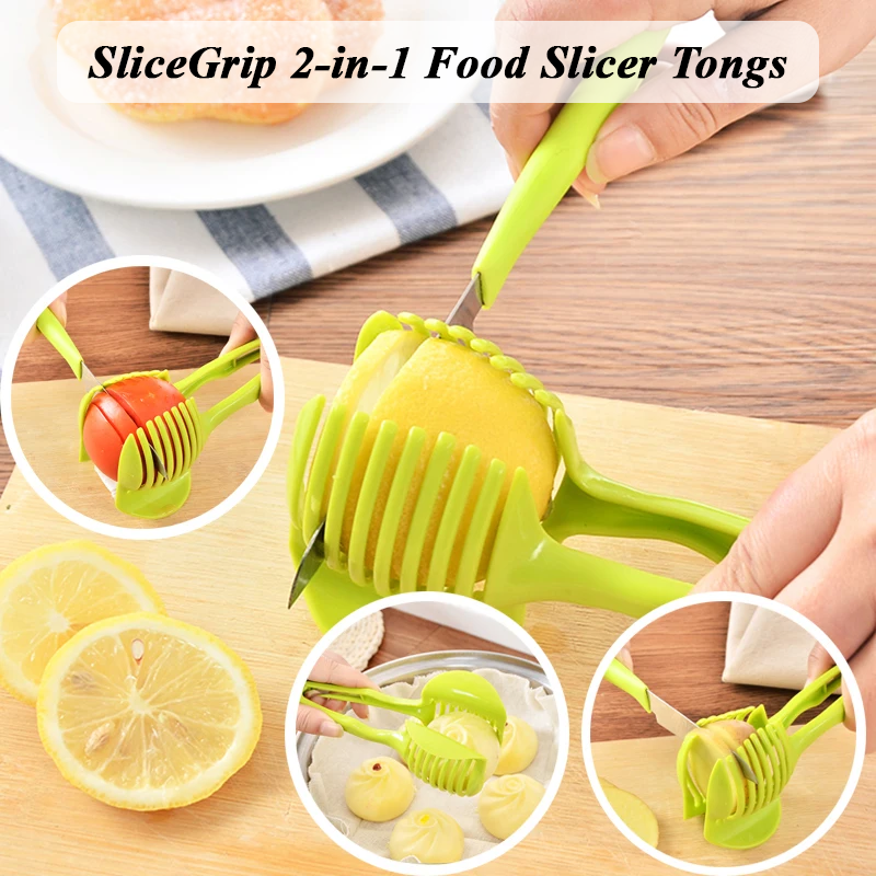 HomeCleanGoods™ SliceGrip 2-in-1 Food Slicer Tong