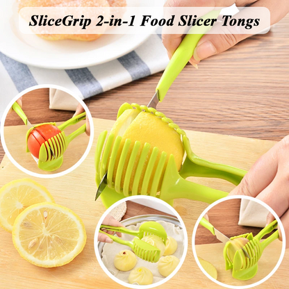 HomeCleanGoods™ SliceGrip 2-in-1 Food Slicer Tong