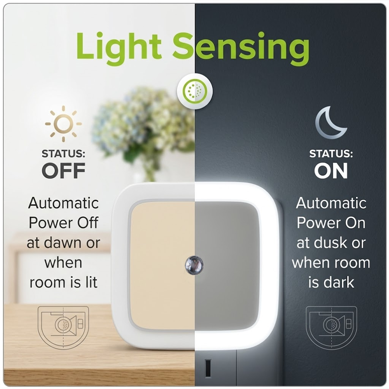 HomeCleanGoods™ SmartGlow Plug-In Auto Sensor Night Light