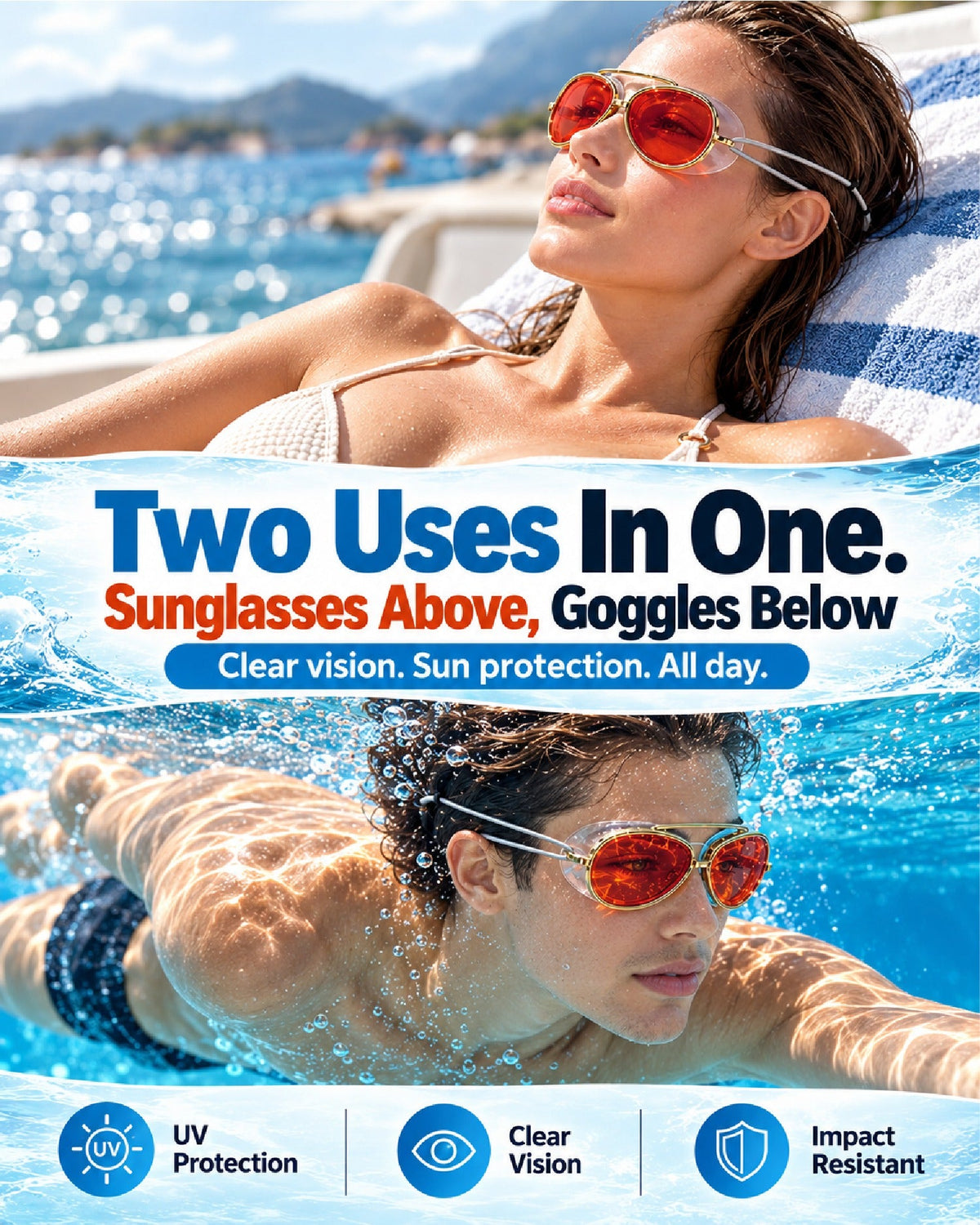 HomeCleanGoods™ SwimShade 2-in-1 Premium Sunglasses Goggles