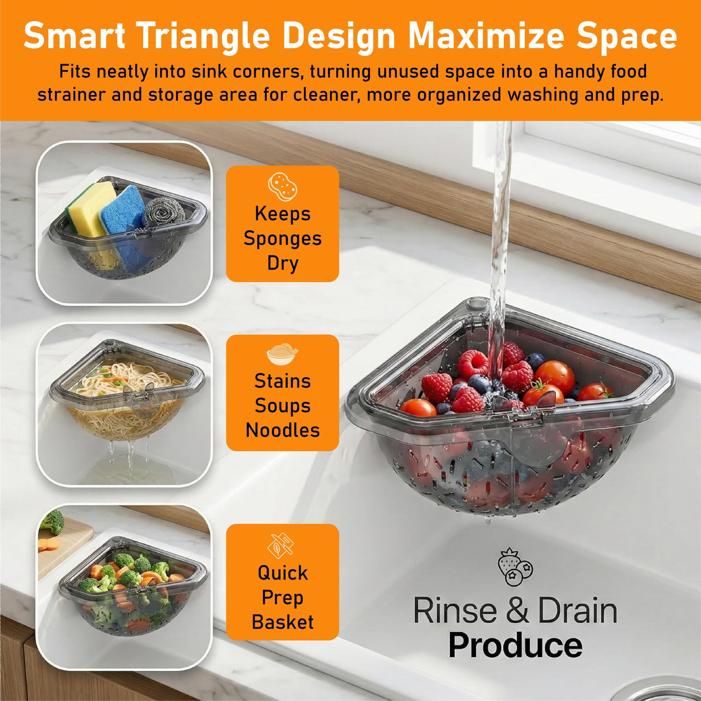 HomeCleanGoods™ TwistDrain Magnetic Triangle Sink Strainer