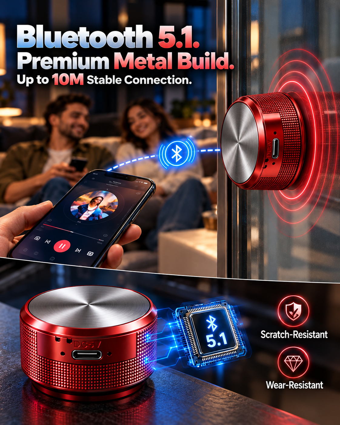 HomeCleanGoods™ VibeBeat Bone-Conduction Bluetooth Speaker