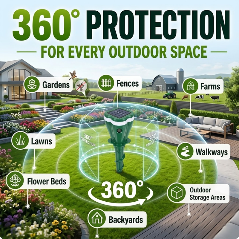 HomeCleanGoods™ YardShield Solar Ultrasonic Pests Repellent